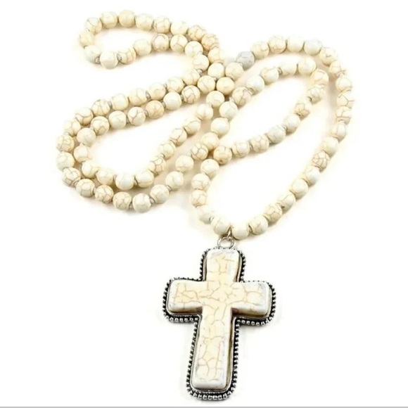 Anthropologie Magnesite Cross FINE Craftsmanship Necklace - Picture 3 of 8